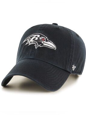 47 Brand Baltimore Ravens Clean Up Adjustable Strap Hat NFL OSFM Black White